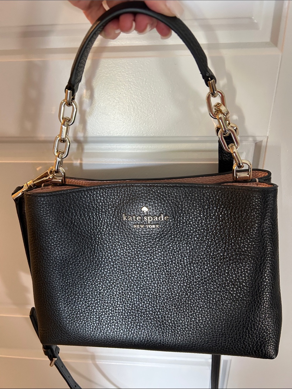 KATE SPADE Black Pebbled Leather purse w/ removable/adjustable straps - Picture 8 of 9